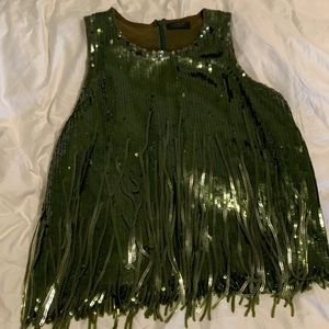 J.Crew Collection Green Sequined Sample Tank Size 2/4- Small / Medium